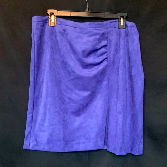 NWT Anthropologie Blue Faux Suede Skirt - Picture 4 of 13